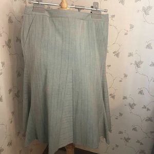 Vintage BCBG MAXAZRIA Light Gray with Pinstripe Midi-Length Skirt wit